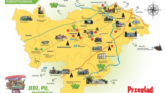Mapa turystyczno-gastronomiczna powiatu pruszkowskiego, grodziskiego i okolic 2026