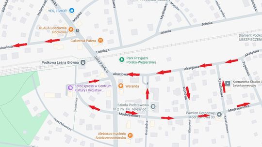 Nowa organizacja ruchu w centrum Podkowy Leśnej. Jest ruch jednokierunkowych