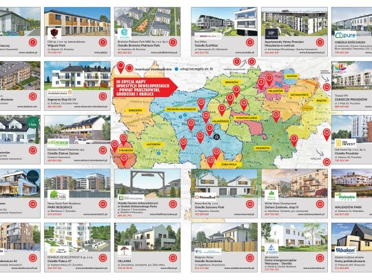 Mapa inwestycji deweloperskich w powiecie pruszkowskim i grodziskim