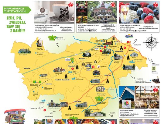 MAPA TURYSTYCZNO-GASTRONOMICZNA Powiaty Grodziski i Pruszkowski