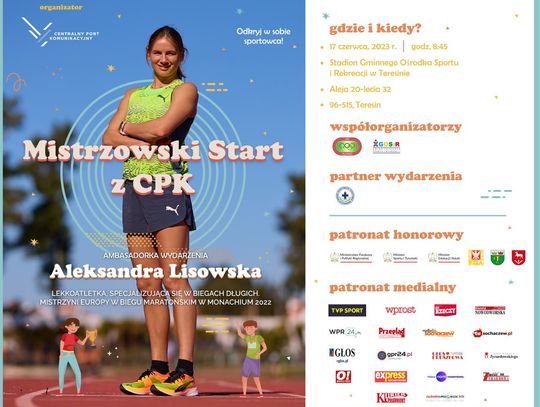 Mistrzyni Europy w maratonie Aleksandra Lisowska ambasadorką „Mistrzowskiego Startu z CPK”
