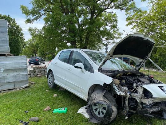 Po pijaku przewoził trójkę dzieci, auto skończyło na płocie