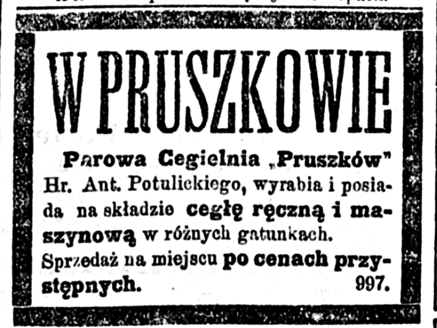 Cegielnia Pruszków. Jak hrabia Potulicki wygrał kontrakt życia i zbudował ceglane imperium