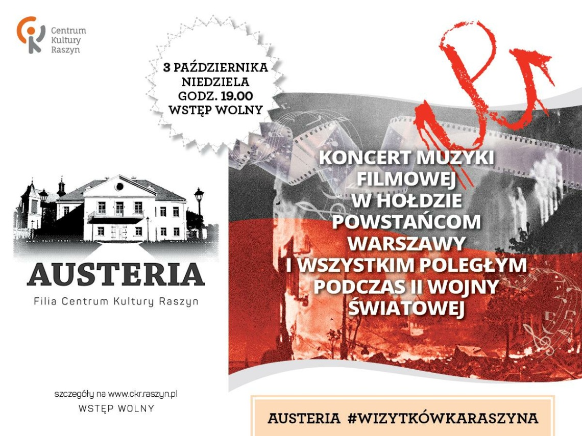 Koncert muzyki filmowej  w hołdzie Powstańcom Warszawy i poległym podczas II wojny światowej