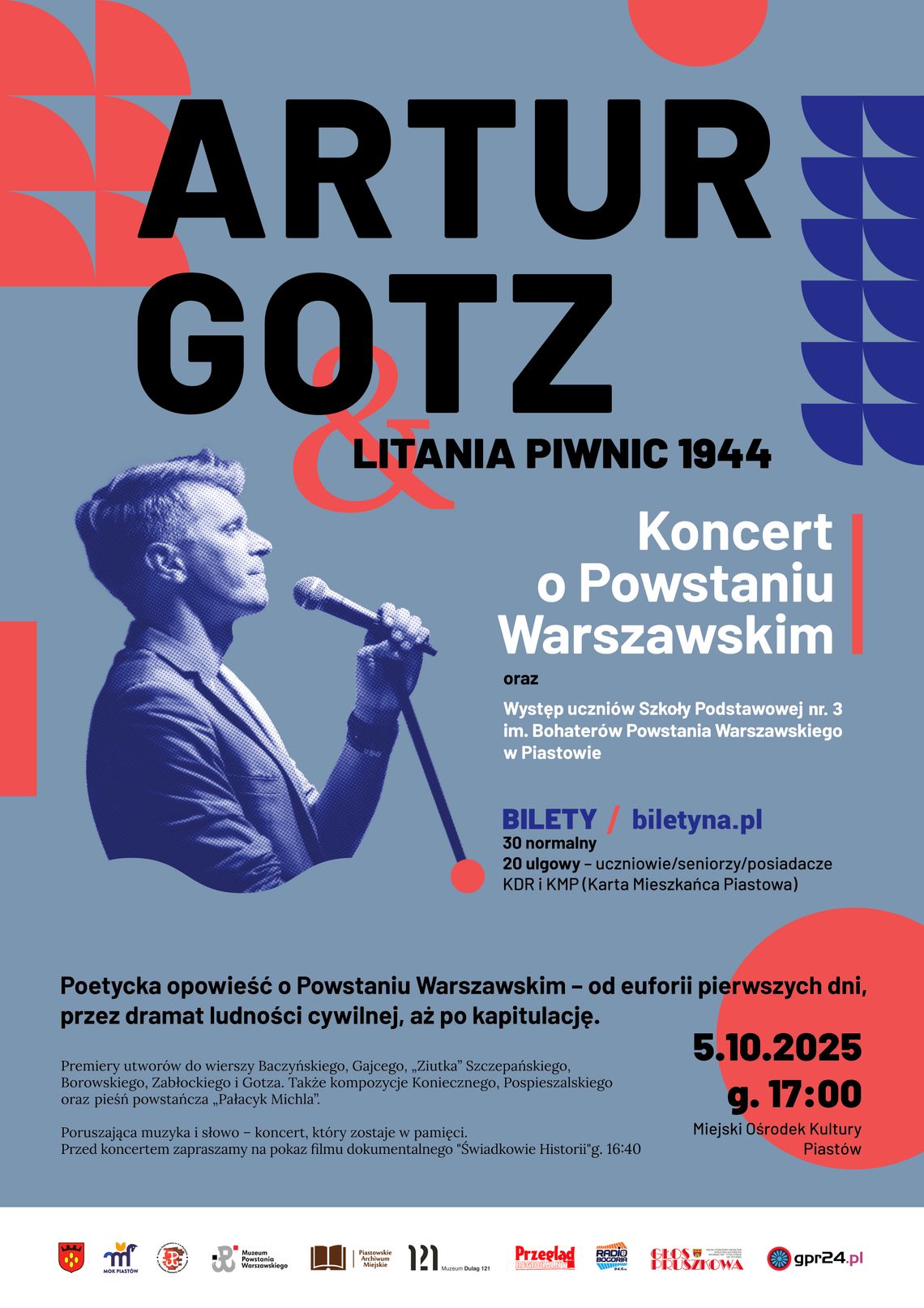 „Litania piwnic 1944”. MOK zaprasza na koncert Artura Goetza