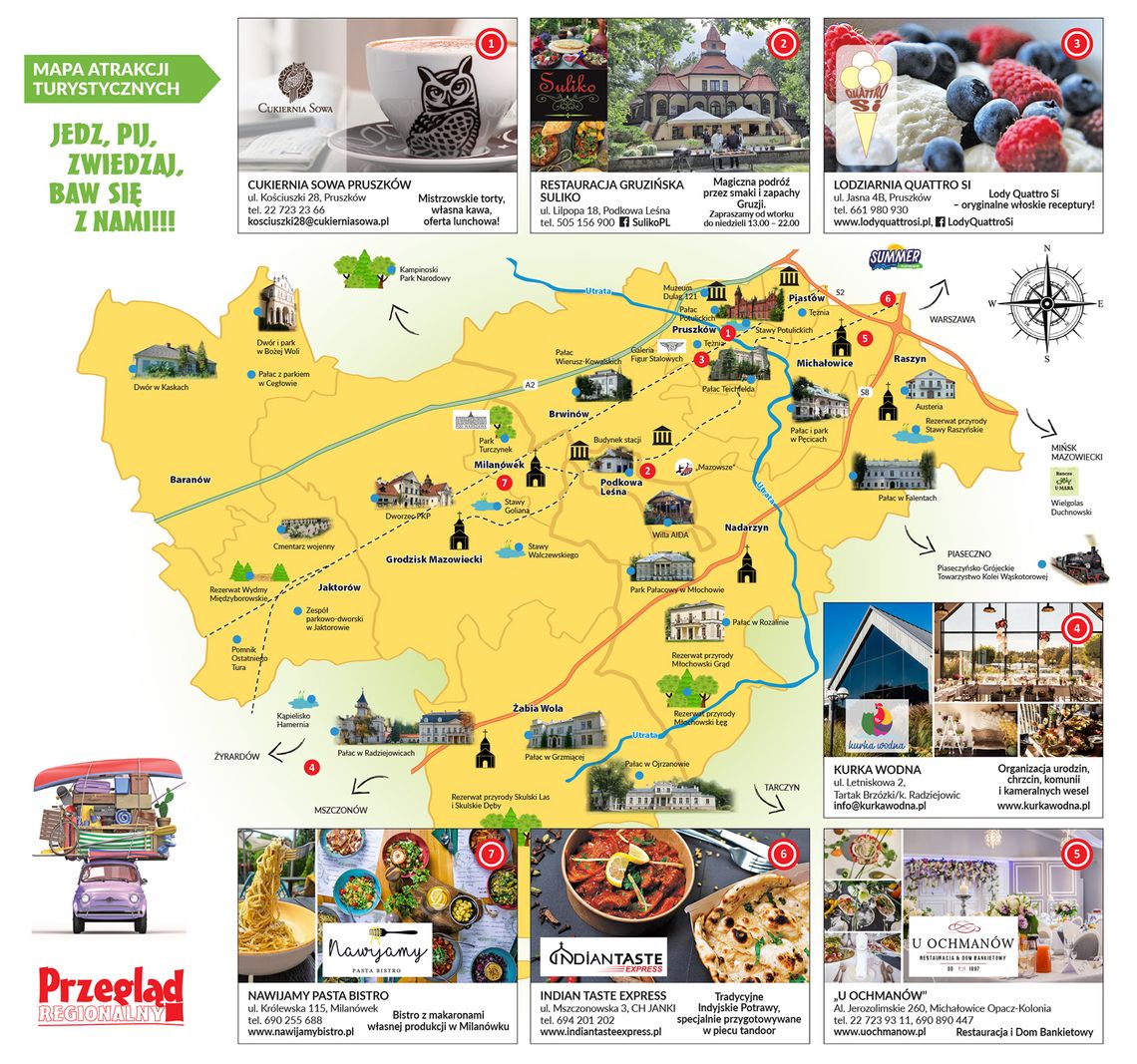 MAPA TURYSTYCZNO-GASTRONOMICZNA Powiaty Grodziski i Pruszkowski