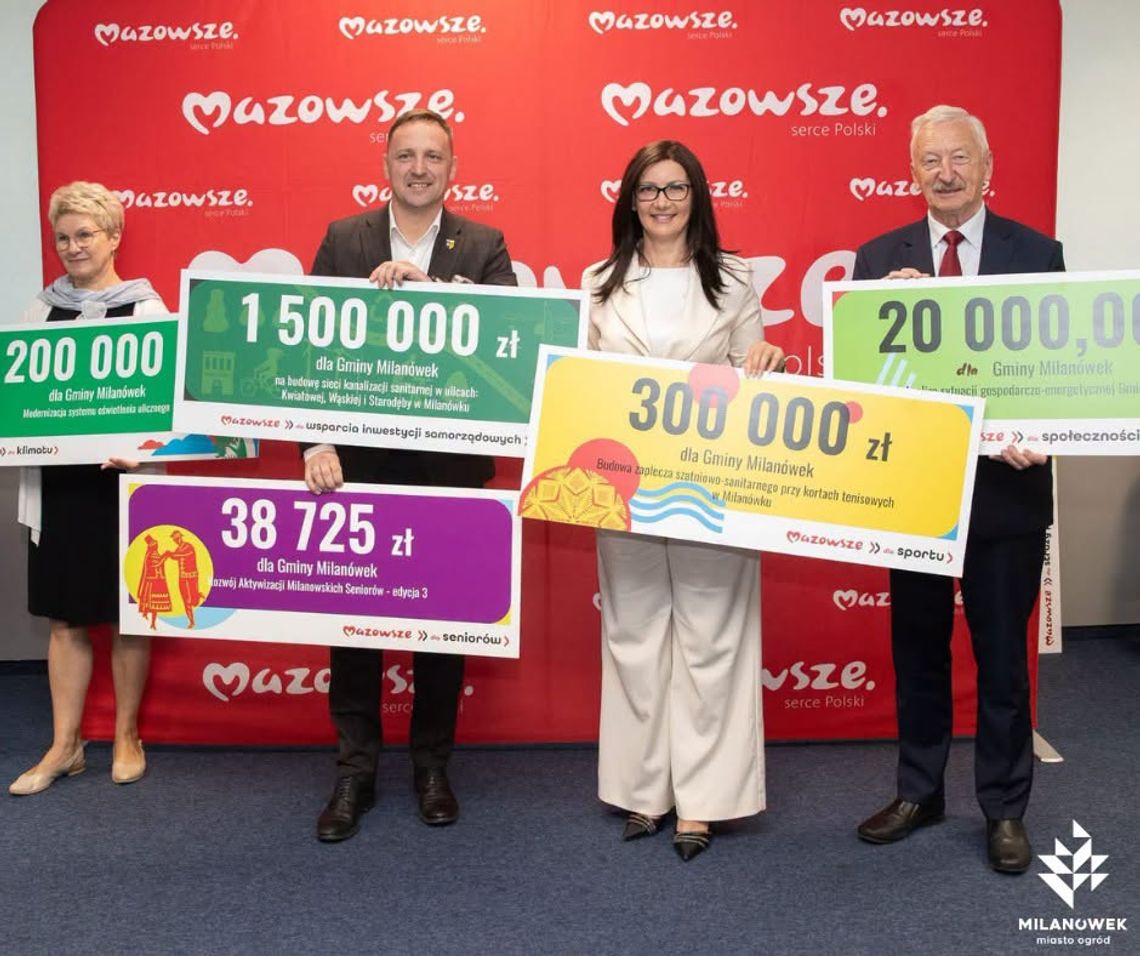 Ponad 2 mln zł dla Milanówka. Pieniądze na kanalizację, sport i oświetlenie Ponad 2 mln zł dla Milanówka. Pieniądze na kanalizację, sport i oświetlenie