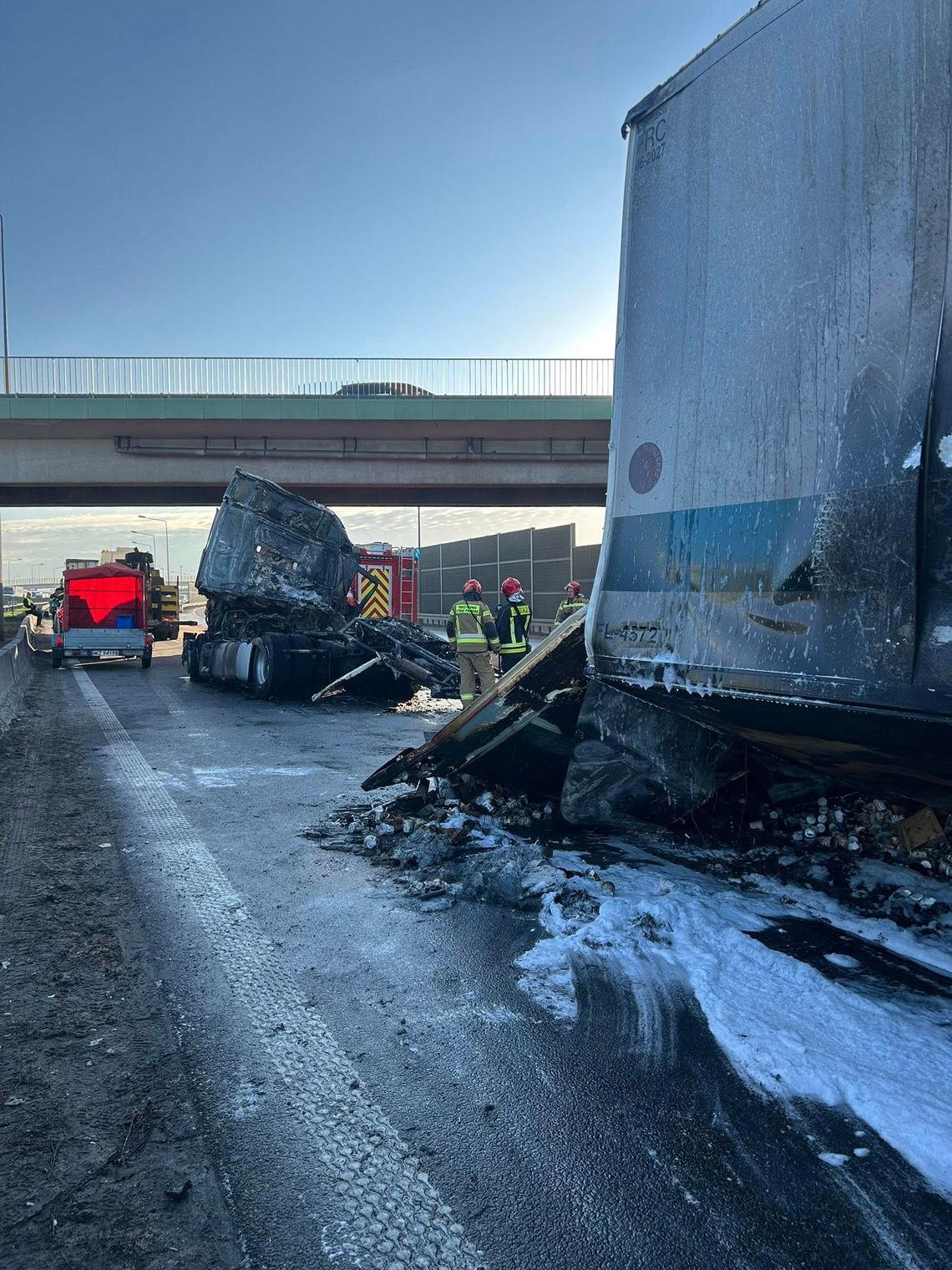 Zderzenie i pożar na autostradzie A2. Są poważne utrudnienia w ruchu