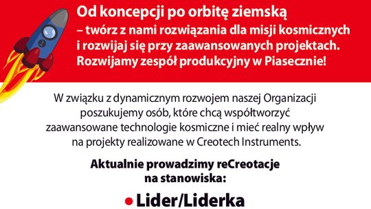 CREOTECH - pracuj przy produkcji podzespołów, które znajdą się w kosmosie!