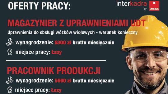 Magazynier z uprawnieniami UDT oraz Pracownik Produkcji - Łazy Magazynier z uprawnieniami UDT oraz Pracownik Produkcji - Łazy