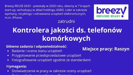 PRACA- KONTROLER JAKOŚCI DS. TELEFONÓW KOMÓRKOWYCH
