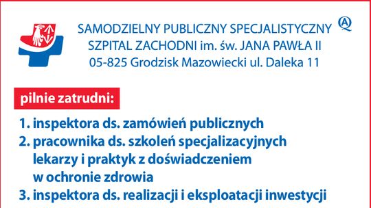 Szpital zatrudni Inspektorów