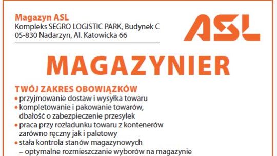 Zatrudnimy MAGAZYNIERA