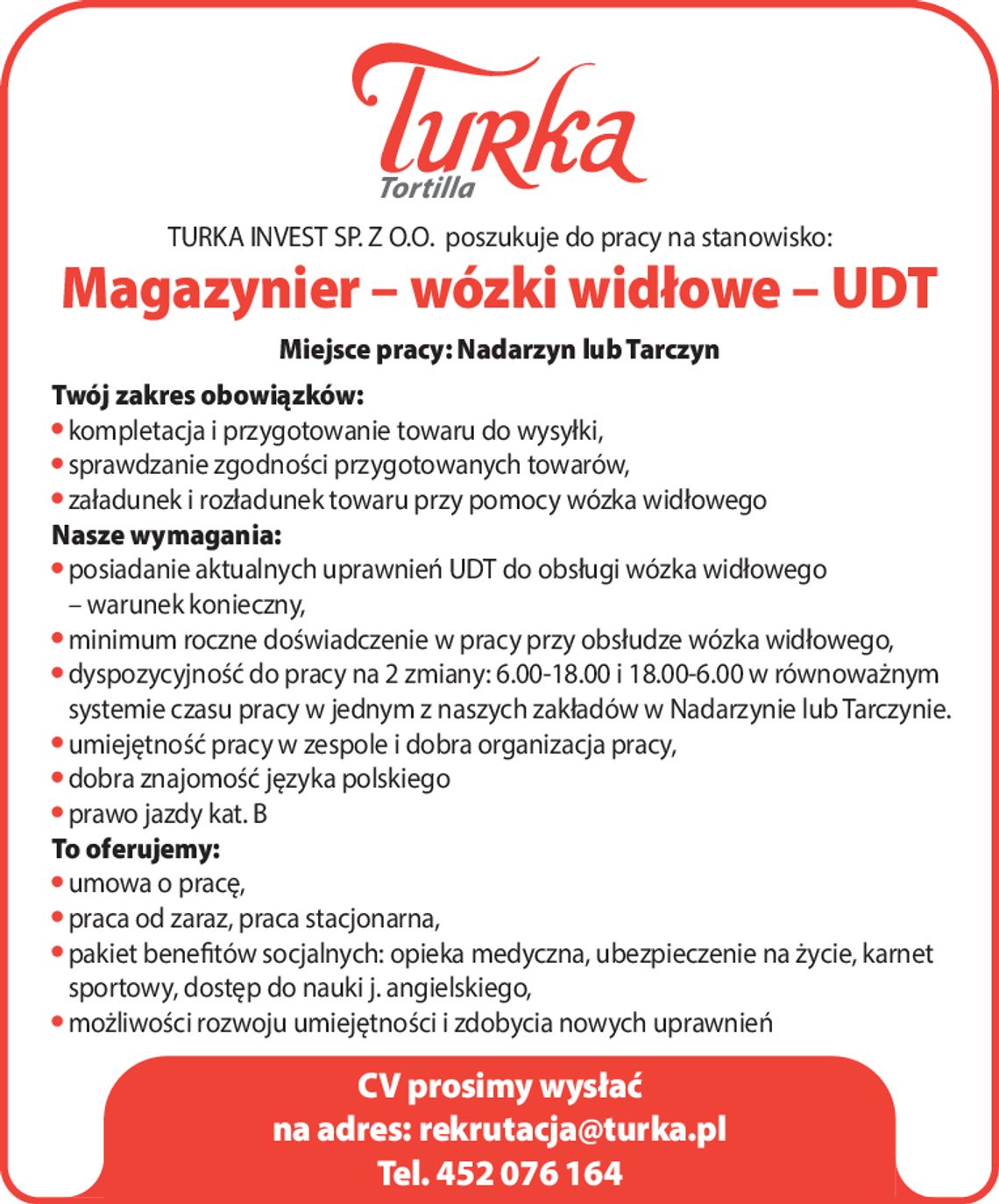 MAGAZYNIER - WÓZKI WIDŁOWE - UDT MAGAZYNIER - WÓZKI WIDŁOWE - UDT
