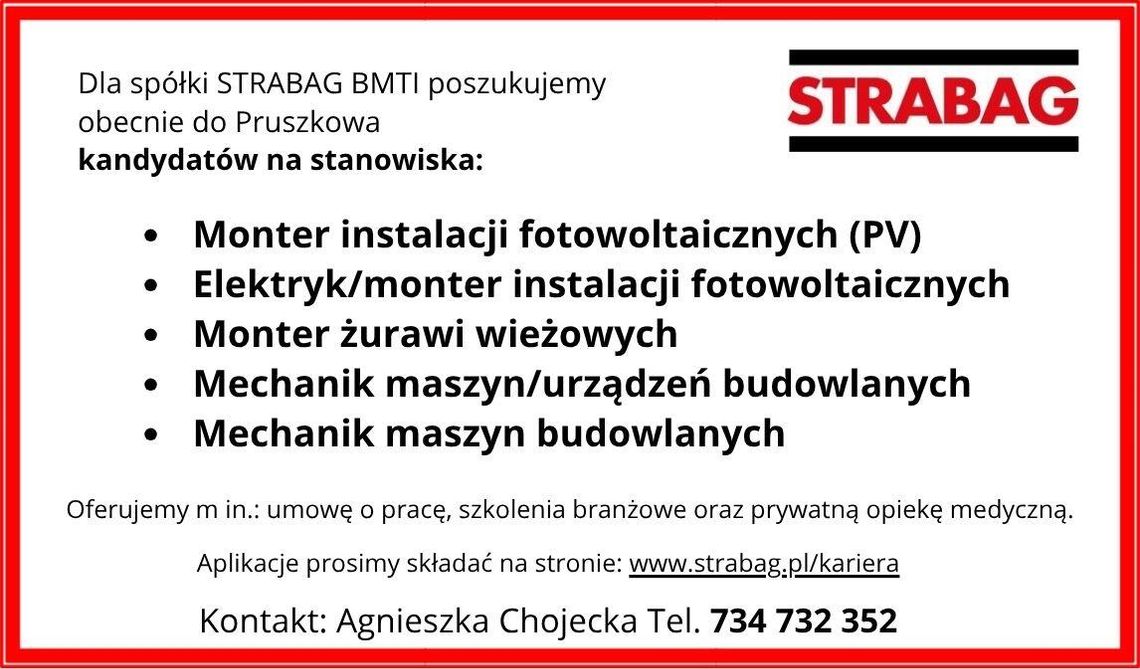 STRABAG BMTI POSZUKUJE OSÓB DO PRACY STRABAG BMTI POSZUKUJE OSÓB DO PRACY
