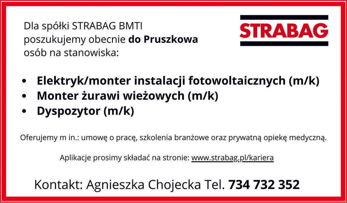 STRABAG BMTI POSZUKUJE OSÓB DO PRACY - Pruszków