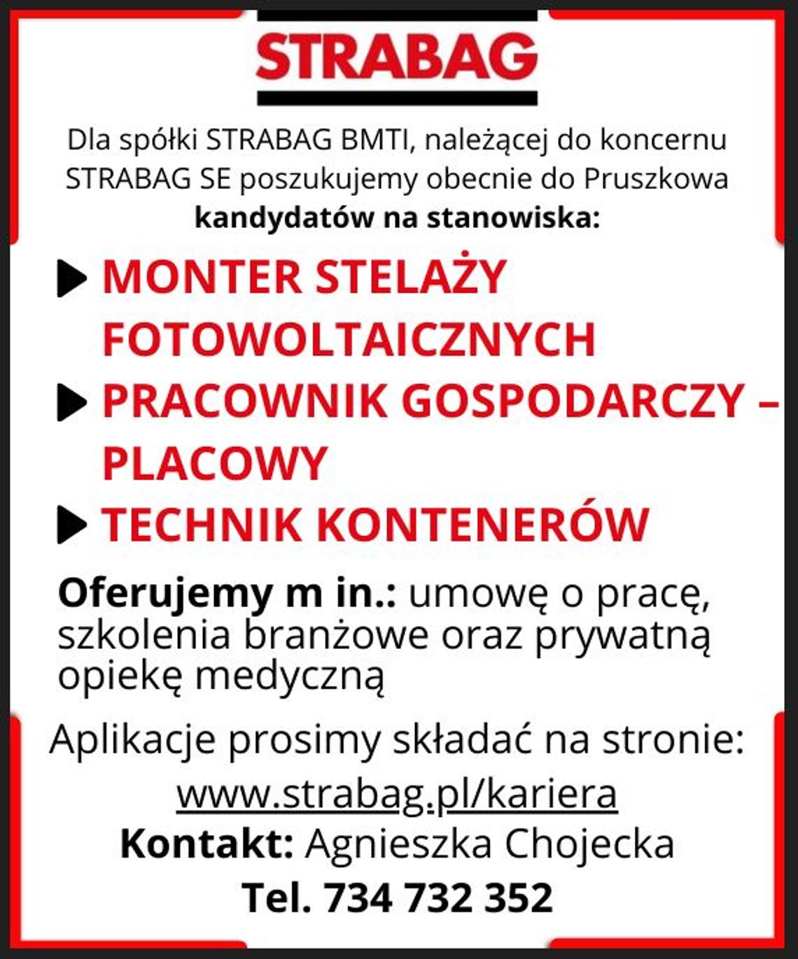 Zatrudnimy do Pruszkowa: Monter stelaży fotowoltaicznych, Pracownik gospodarczy