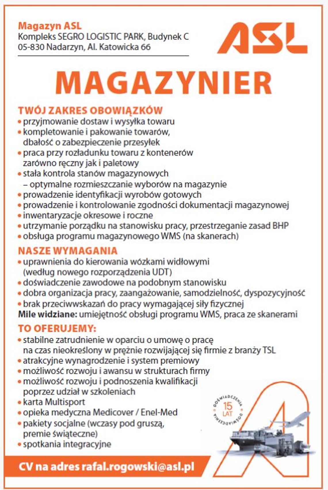 Zatrudnimy MAGAZYNIERA