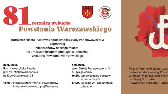 Obchody 81 rocznicy wybuchu Powstania Warszawskiego w Piastowie + koncert Obchody 81 rocznicy wybuchu Powstania Warszawskiego w Piastowie + koncert
