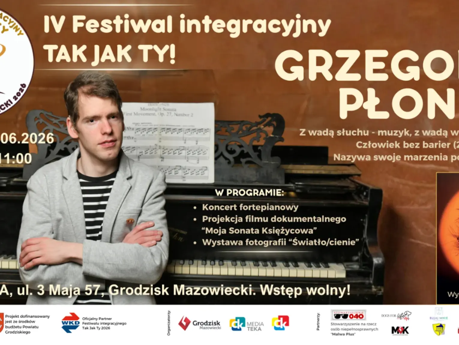 Festiwal Tak Jak Ty | Grzegorz Płonka – koncert fortepianowy i wernisaż