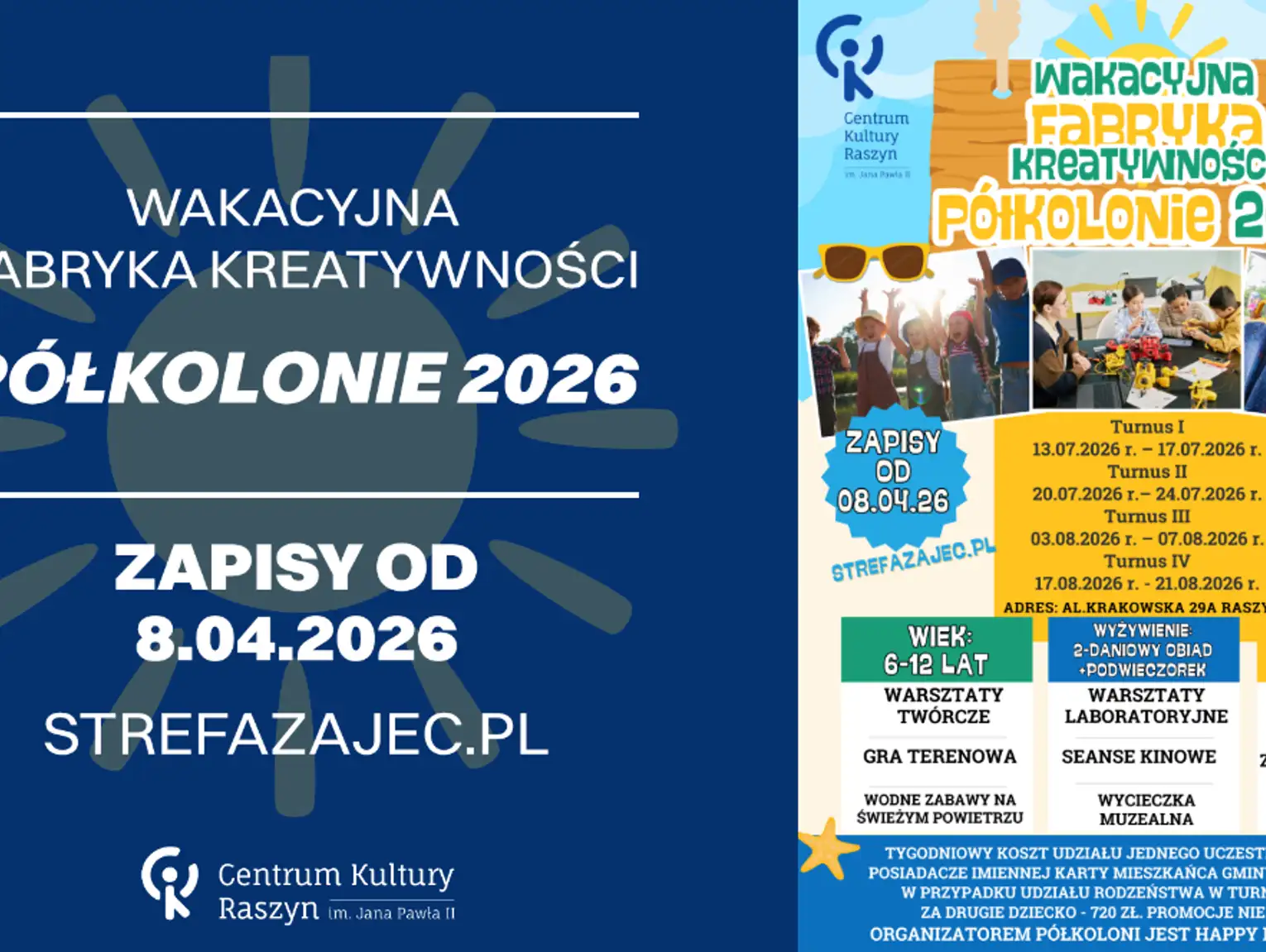 Wakacyjna Fabryka Kreatywności 2026 – Półkolonie w Centrum Kultury Raszyn
