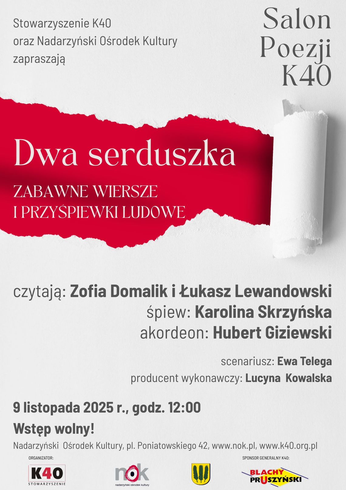 "Dwa serduszka" Salon Poezji K40 w Nadarzyński Ośrodek Kultury "Dwa serduszka" Salon Poezji K40 w Nadarzyński Ośrodek Kultury