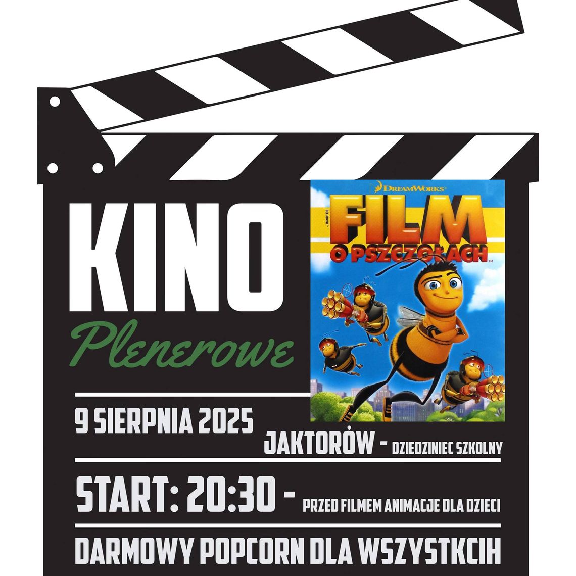 Kino plenerowe w Jaktorowie - film pt. „Film o pszczołach” Kino plenerowe w Jaktorowie - film pt. „Film o pszczołach”