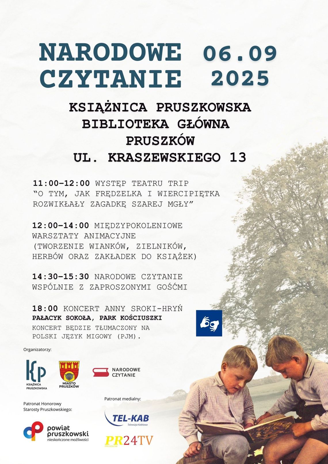 Narodowe Czytanie w Książnicy Pruszkowskiej i koncert w Pałacyku Sokoła Narodowe Czytanie w Książnicy Pruszkowskiej i koncert w Pałacyku Sokoła