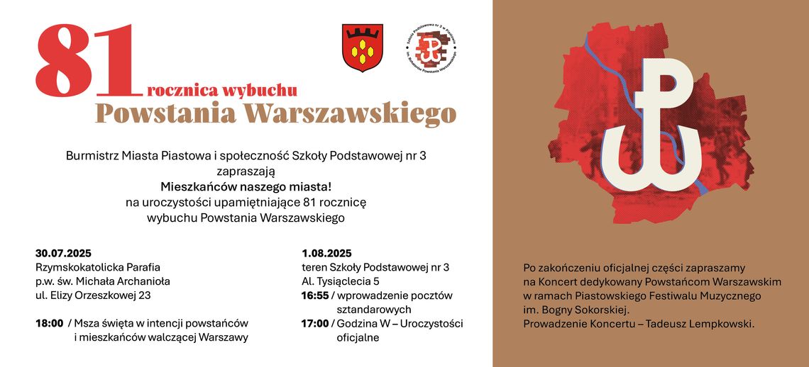 Obchody 81 rocznicy wybuchu Powstania Warszawskiego w Piastowie + koncert Obchody 81 rocznicy wybuchu Powstania Warszawskiego w Piastowie + koncert