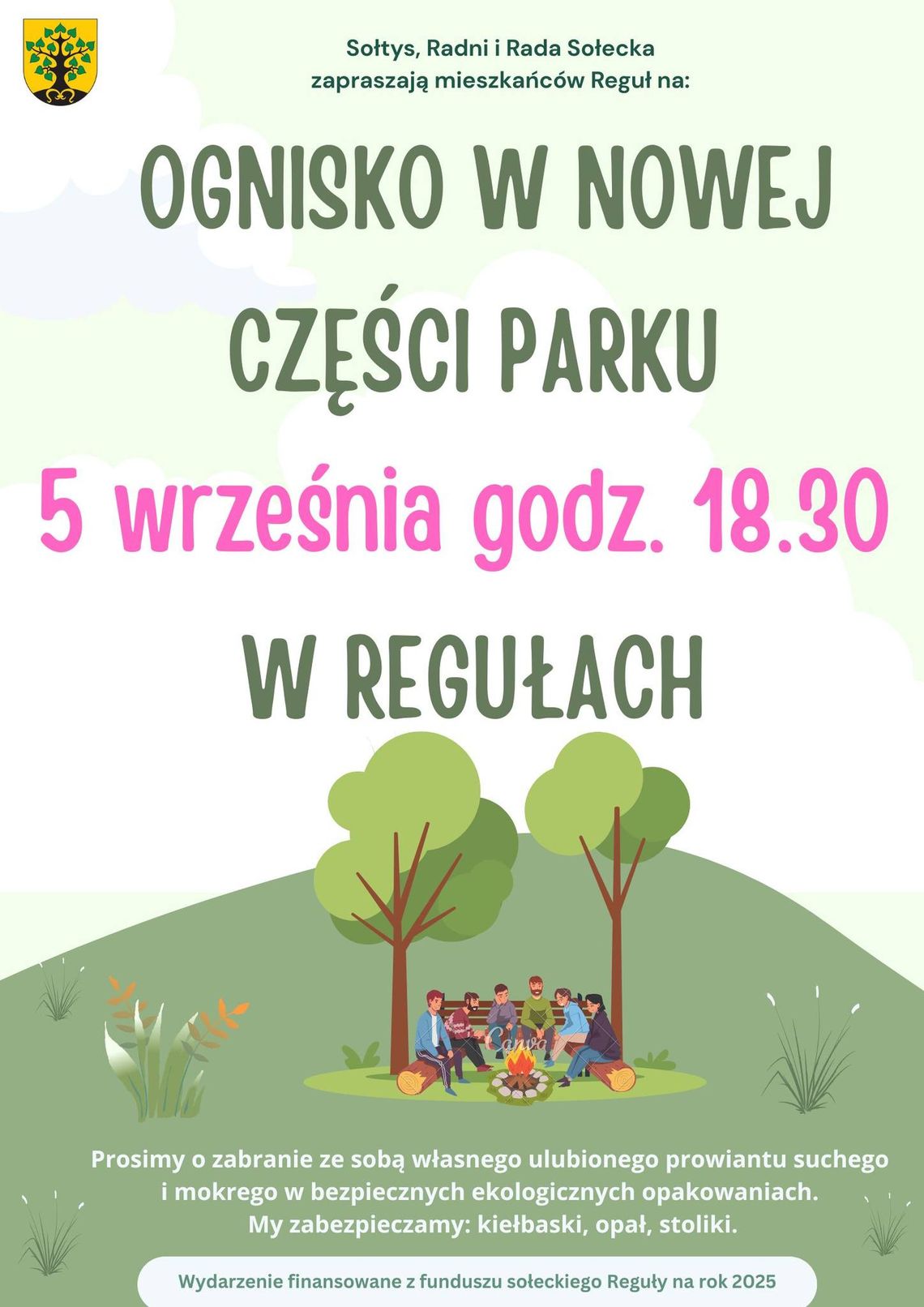 Ognisko w nowej części parku w Regułach Ognisko w nowej części parku w Regułach