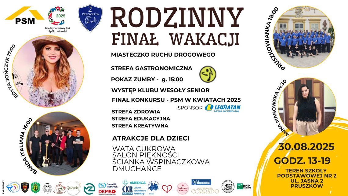Rodzinny Finał Wakacji - Koncerty i moc atrakcji w Pruszkowie Rodzinny Finał Wakacji - Koncerty i moc atrakcji w Pruszkowie