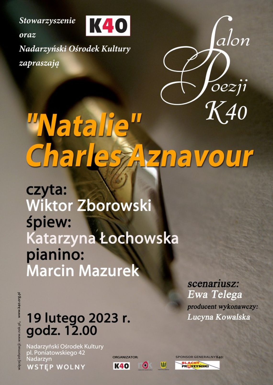 Salon Poezji K40 - "Natalie" Charles Aznavour w Nadarzynie Salon Poezji K40 - "Natalie" Charles Aznavour w Nadarzynie
