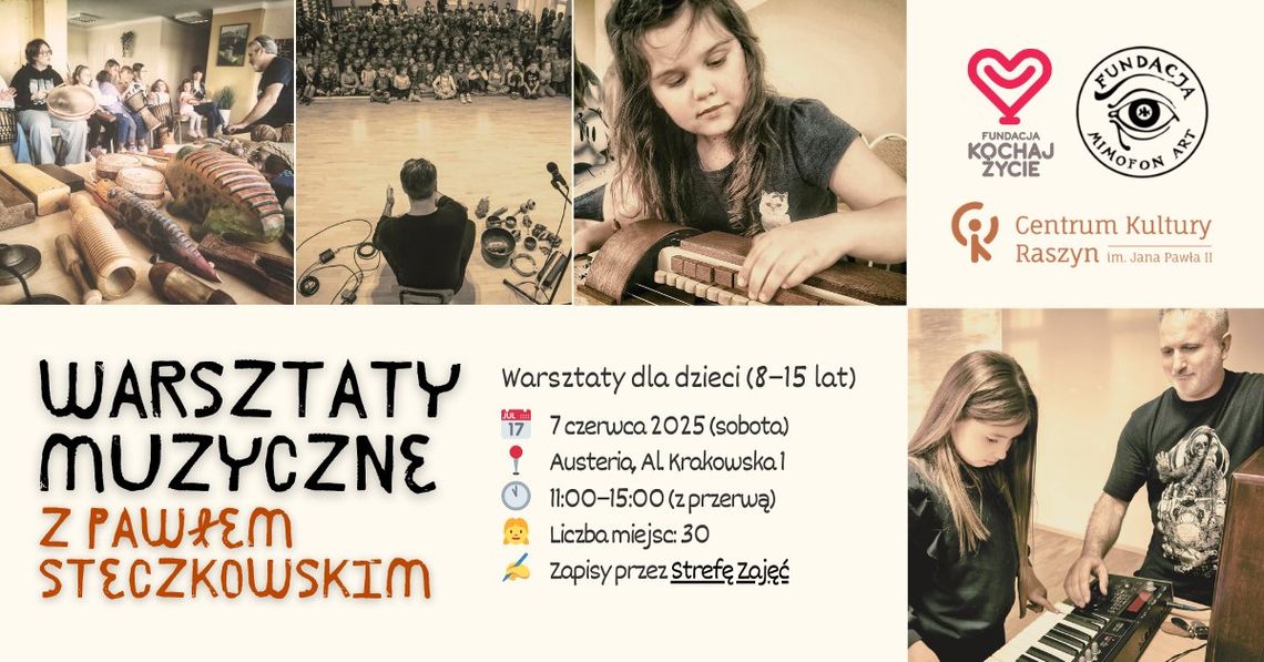 Warsztaty muzyczno-rękodzielnicze z Pawłem Steczkowskim! Warsztaty muzyczno-rękodzielnicze z Pawłem Steczkowskim!