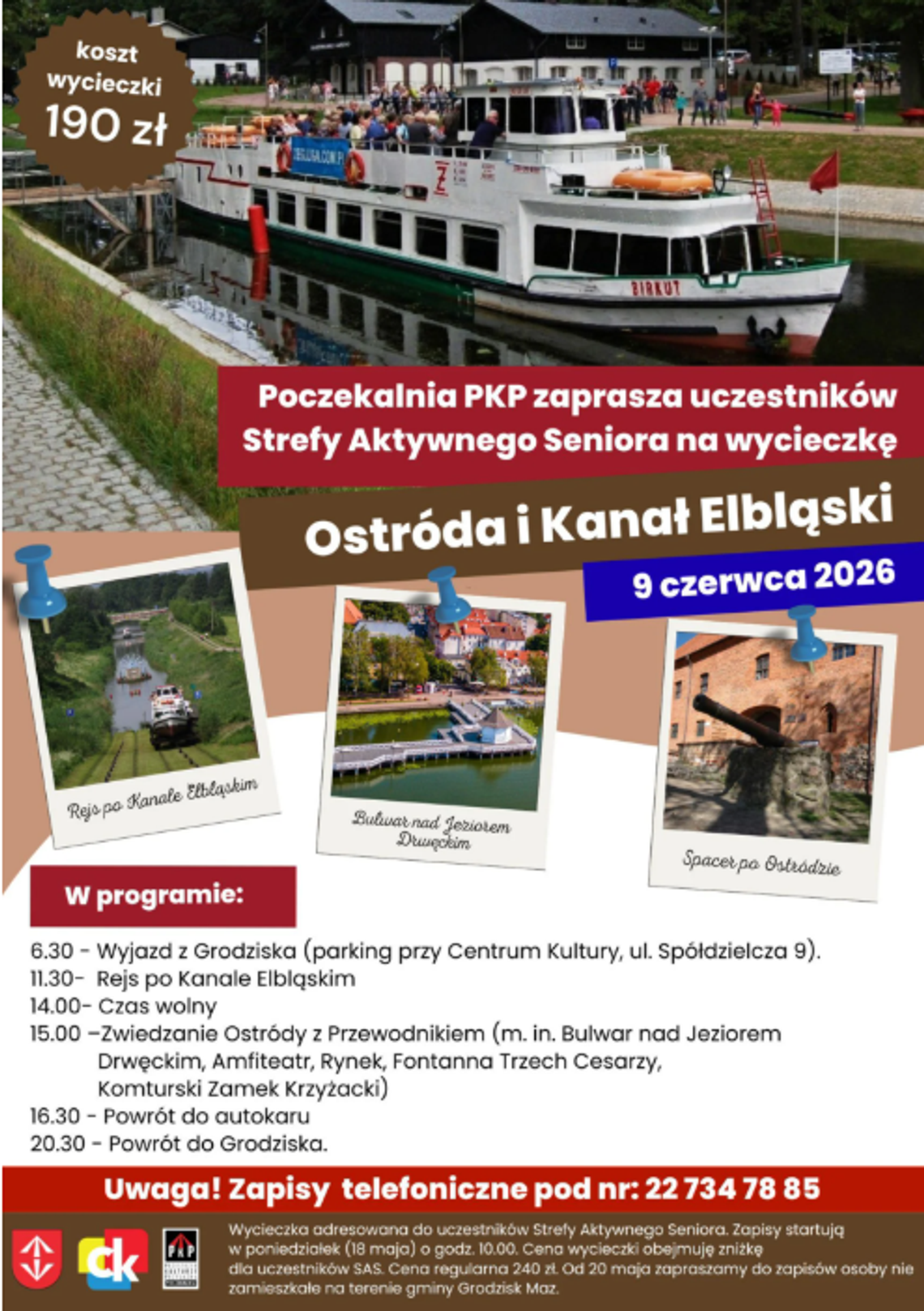 Wycieczka: Ostróda i Kanał Elbląski dla seniorów Wycieczka: Ostróda i Kanał Elbląski dla seniorów