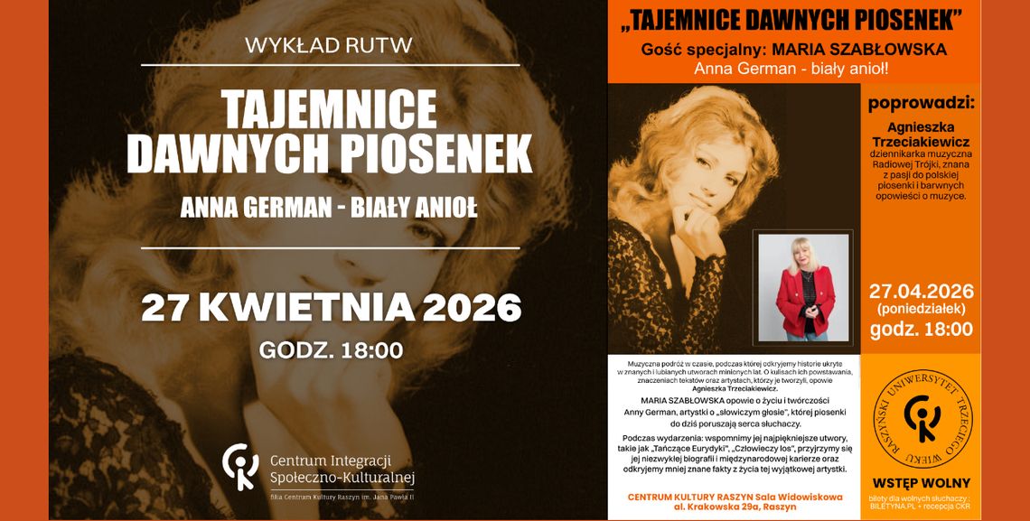 Wykład RUTW: „Tajemnice Dawnych Piosenek” Anna German