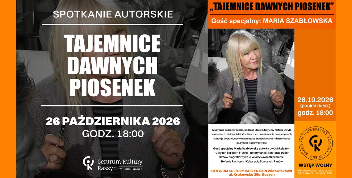 WYKŁAD RUTW: "TAJEMNICE DAWNYCH PIOSENEK" z Marią Szabłowską WYKŁAD RUTW: "TAJEMNICE DAWNYCH PIOSENEK" z Marią Szabłowską